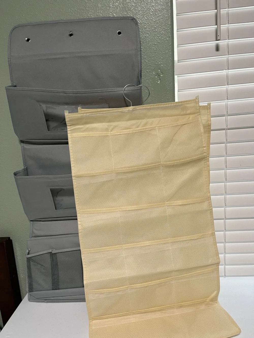 Over-the-Door Hanging Shoe and Accessory Organizer - Beige 3 Piece